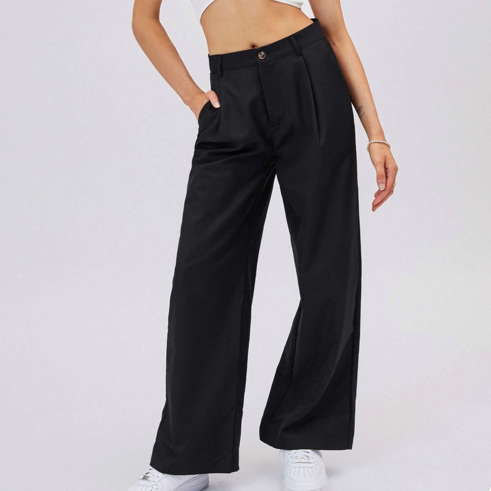 Solid straight leg trouser